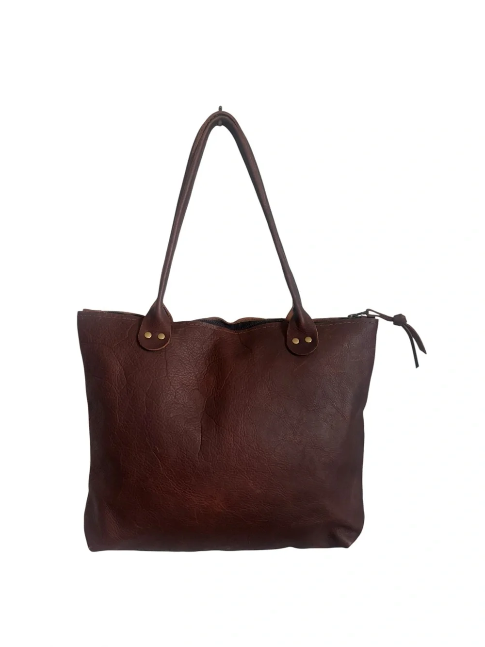 Hawks and Doves SHORT BROWN PORTER Leather Tote in Dark Brown